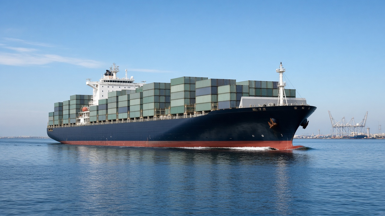 Container ship at sea